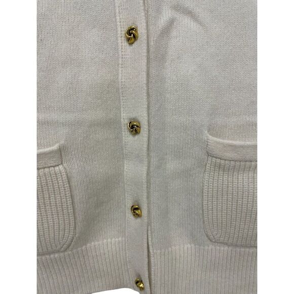 Massimo Dutti Women Cardigan Sweater S Cream Wool Gold Button 5702/620 NWD - Picture 4 of 16